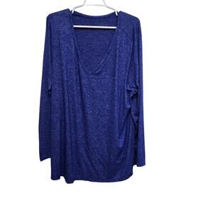Lane Bryant Blue V Neck Tunic Top Long Sleeve Plus 22/24